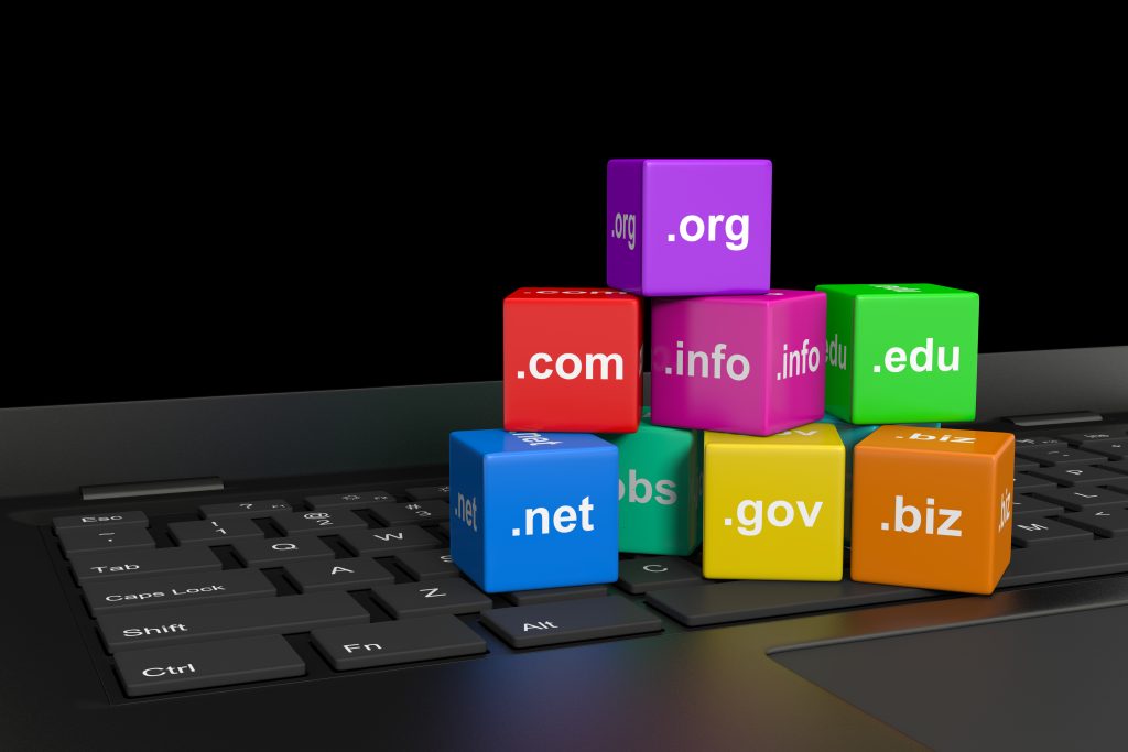 domain names, internet, DNS domain name system, DNS protection, computer keyboard with domain name cubes