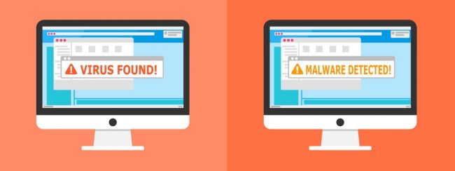 warning warning cyber attack, malware, virus, spam, computer with warning
