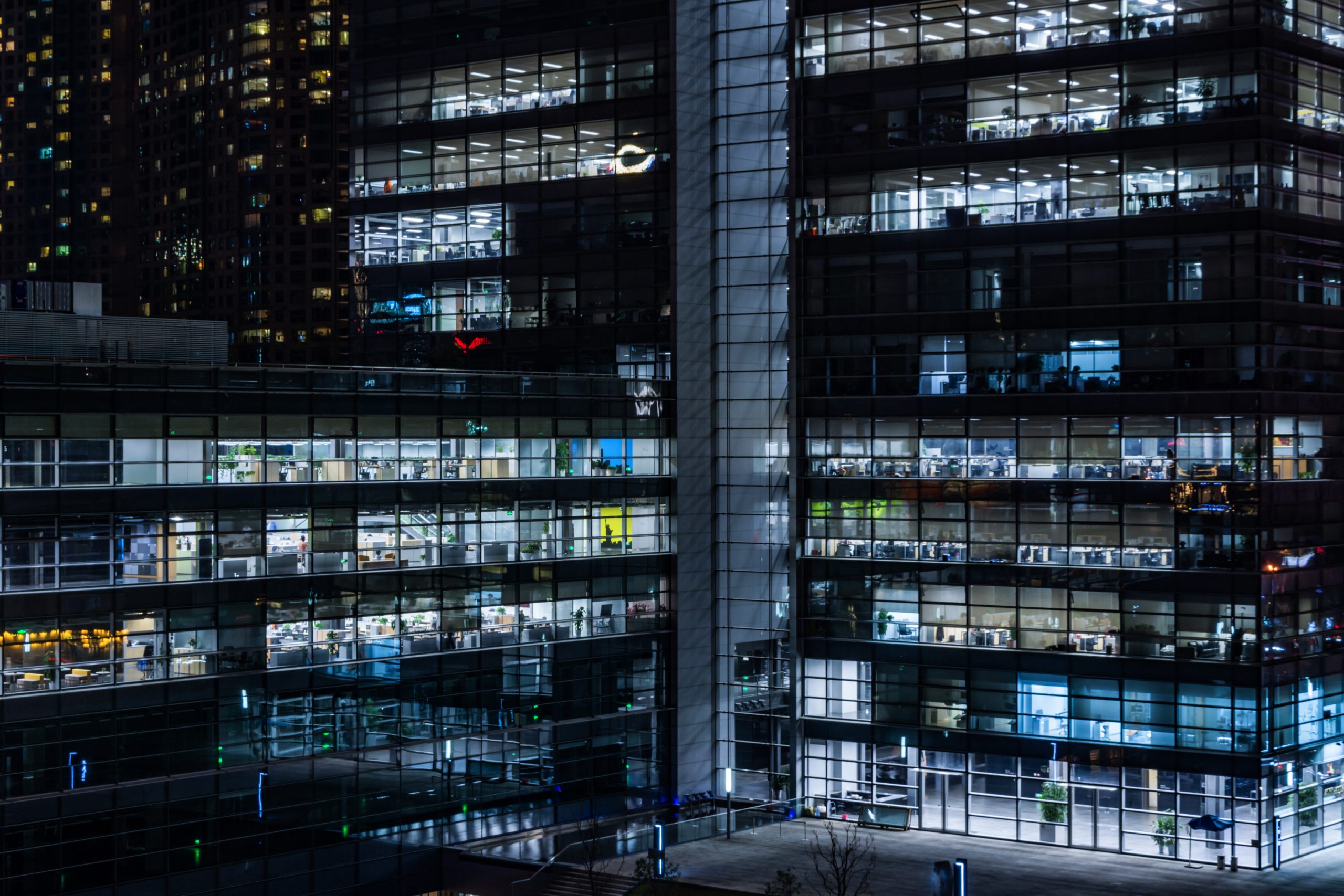 modern office building at night
