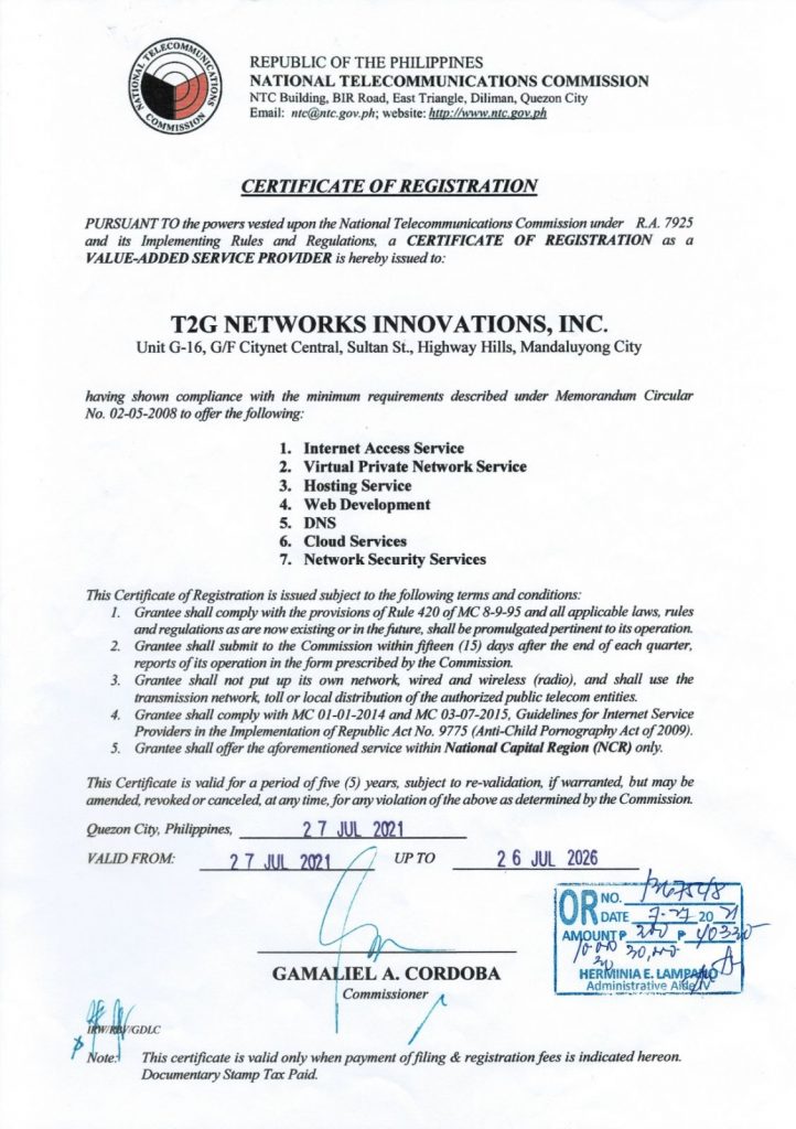 NTC Grants T2G License to Operate as a VAS Provider